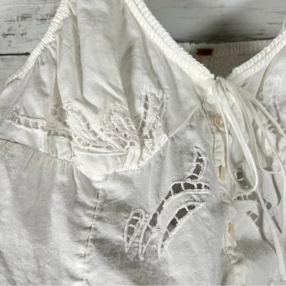Free People Sweet Sammi Eyelet Cotton Cami Top White XL - Picture 9 of 11